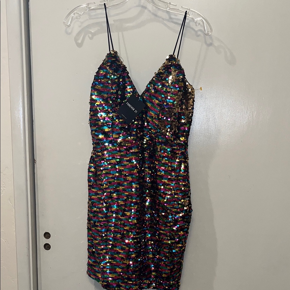 Forever 21 Multicolor Sequin Mini Dress NWT size Medium